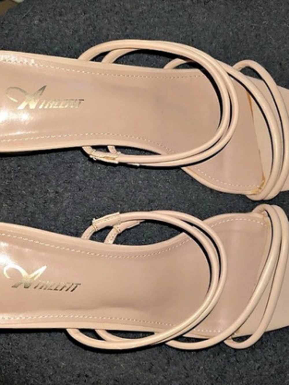 Strappy Block Heel Sandals in Beige Like New